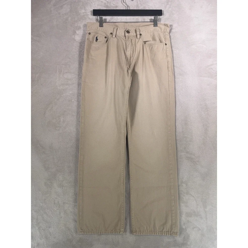 Polo Ralph Lauren Chino Pants Mens 32x29 Khaki Straight Leg Flat Front Cotton
